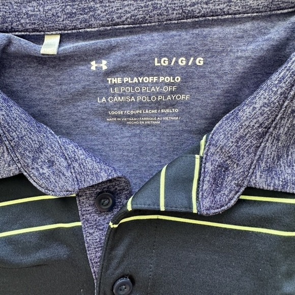 Under Armour Polo Shirt Mens Large Playoff Golf Performance Stripe Loose Fit - Picture 3 of 4